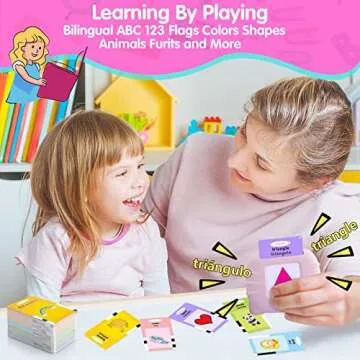 QuTZ ABC Learning Flash Cards for Toddlers 2-4 Bilingual Spanish English, Autism Toys, Speech Therapy Toys, Educational Talking 275 Sight Words Cards for Boys and Girls,