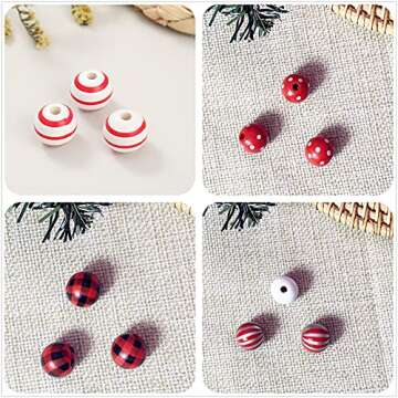 200 Pcs Vibrant Christmas Wooden Beads for DIY Crafts