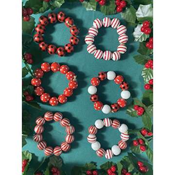 200 Pcs Vibrant Christmas Wooden Beads for DIY Crafts