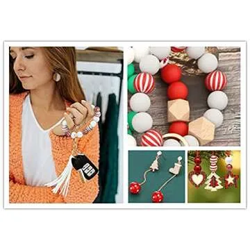 200 Pcs Vibrant Christmas Wooden Beads for DIY Crafts