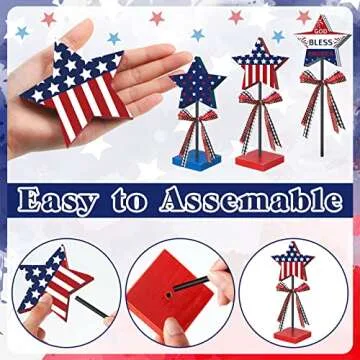 Rustic 4th of July Wooden Star Centerpieces Set