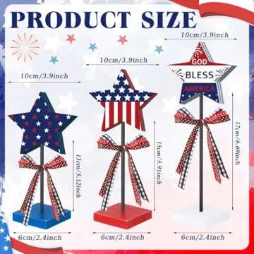 Rustic 4th of July Wooden Star Centerpieces Set