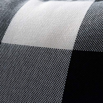 Nestinco Set of 2 Farmhouse Buffalo Check Cotton Linen Pillow Covers with Pom Pom Black and White Square Throw Pillow Covers 18 x 18 inches for Sofa Couch Decor