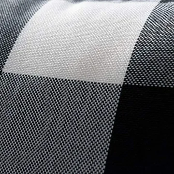 Nestinco Set of 2 Farmhouse Buffalo Check Cotton Linen Pillow Covers with Pom Pom Black and White Square Throw Pillow Covers 18 x 18 inches for Sofa Couch Decor