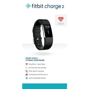 Fitbit Charge 2 Heart Rate + Fitness Wristband, Black, Large (US Version), 1 Count
