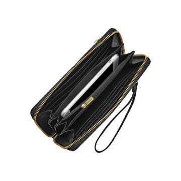 Fossil Women's Logan Faux Leather Wallet RFID Blocking Zip Around Clutch with Wristlet Strap, Cheetah (Model: SL6354989)