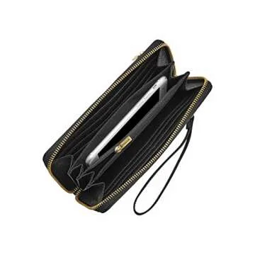 Fossil Women's Logan Faux Leather Wallet RFID Blocking Zip Around Clutch with Wristlet Strap, Cheetah (Model: SL6354989)