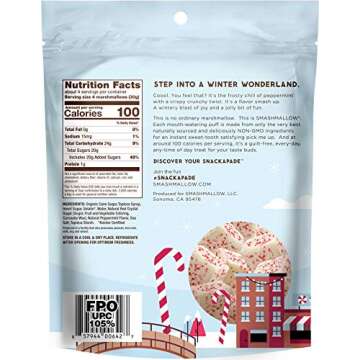 Candy Cane by SMASHMALLOW | Snackable Marshmallows | Gluten Free | Non-GMO | Organic Cane Sugar | 100 Calories | Pack of 3 (4.5 oz)