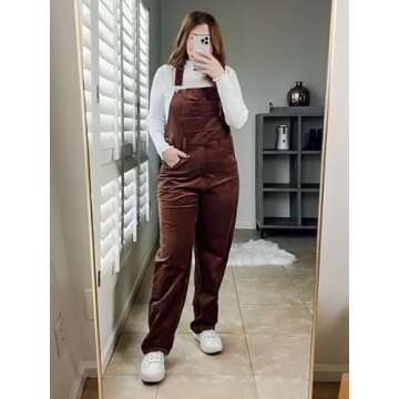 Onedreamer Womens Corduroy Overalls Adjustable Straps Baggy Bib Corduroy Jumpsuit Casual Corduroy wi...
