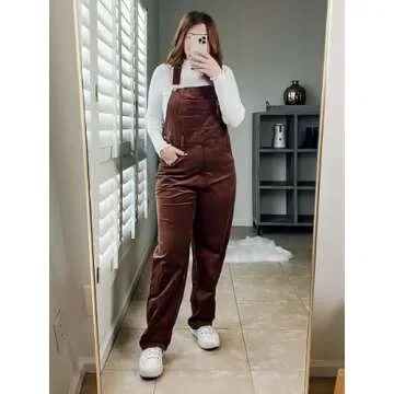 Onedreamer Womens Corduroy Overalls Adjustable Straps Baggy Bib Corduroy Jumpsuit Casual Corduroy wi...