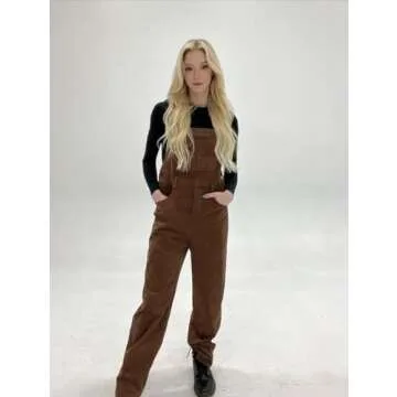 Onedreamer Womens Corduroy Overalls Adjustable Straps Baggy Bib Corduroy Jumpsuit Casual Corduroy with Pockets