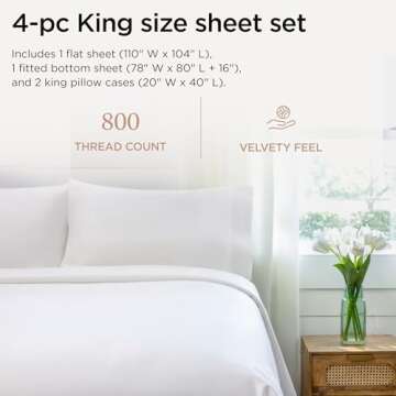 Threadmill Luxury 800 Thread Count King Cotton Sheets - Soft, Breathable, Eco-Friendly