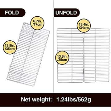 REDCAMP Folding Camping Grill Grate 304 Stainless Steel, Portable Camping Grate for Fire Cooking BBQ with Carrying Bag