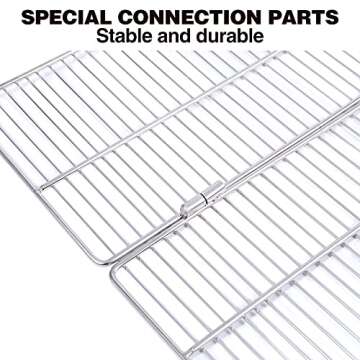 REDCAMP Folding Camping Grill Grate 304 Stainless Steel, Portable Camping Grate for Fire Cooking BBQ with Carrying Bag