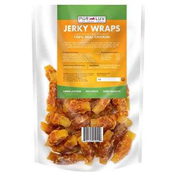 Pur Luv Dog Treats, Chicken & Sweet Potato Jerky Wraps, Made with Real Chicken, 16 Ounces, Rawhide Free, Healthy, Easily Digestible, Long Lasting, High Protein Dog Treat, Satisfies Dog's Urge to Chew