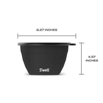 S'well Stainless Steel Salad Bowl Kit - 64oz, Onyx - Comes with 2oz Condiment Container and Removable Tray for Organization - Leak-Proof, Easy to Clean, Dishwasher Safe