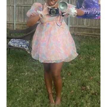 Fairy Mesh Tulle Puff Sleeve Dress for Parties