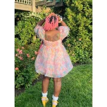 Fairy Mesh Tulle Puff Sleeve Dress for Parties