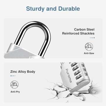 Puroma 2 Pack Combination Lock 4 Digit Locker Lock Outdoor Waterproof Padlock for School Gym Locker, Sports Locker, Fence, Toolbox, Gate, Case, Hasp Storage (Silver & Black)