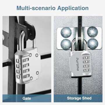 Puroma 2 Pack Combination Lock 4 Digit Locker Lock Outdoor Waterproof Padlock for School Gym Locker, Sports Locker, Fence, Toolbox, Gate, Case, Hasp Storage (Silver & Black)