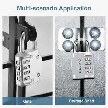 Puroma 2 Pack Combination Lock 4 Digit Locker Lock Outdoor Waterproof Padlock for School Gym Locker, Sports Locker, Fence, Toolbox, Gate, Case, Hasp Storage (Silver & Black)