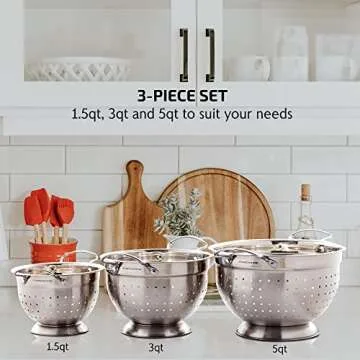 OVENTE Stainless Steel Colander Set for Every Kitchen