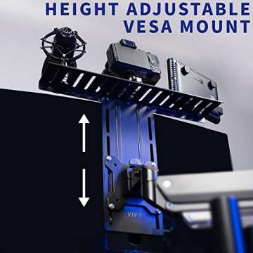 VIVO 16 inch Above/Behind VESA Monitor Livestream Device Shelf Mount, Holds Cameras, Webcams, Microphones, Lighting, and More, Fits VESA 100mm, Black, MOUNT-LS16A