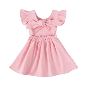 Toddler Baby Girl Dress Summer Cotton Linen Ruffle Halter Sleeveless Kids Casual Beach Party Dresses...