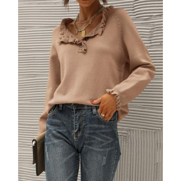 BTFBM 2024 Womens Knitted Pullover Sweater Fall Winter