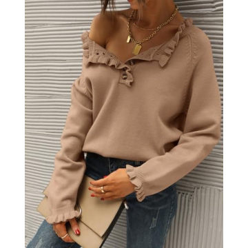 BTFBM 2024 Womens Knitted Pullover Sweater Fall Winter