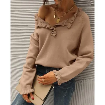 BTFBM 2024 Womens Knitted Pullover Sweater Fall Winter