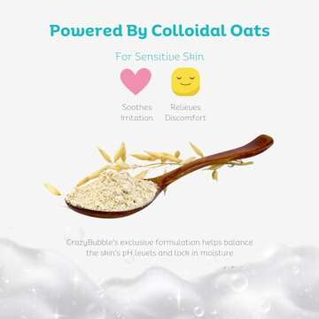 CrazyBubbles All Natural Bubble Bath for Kids & Baby, Hypoallergenic Bubble Bath Kids with Sensitive Skin, Gentle Eczema Safe Baby Essentials, Unscented Powder Mix with Colloidal Oats, Up to 30 Baths