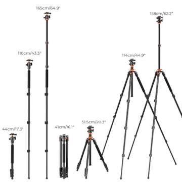 K&F Concept 62 inch DSLR Camera Tripod with Monopod + Aluminum Alloy Quick Release Plate for Camera and Cellphone Tripods K254A1+BH-28L 2-in-1 Quick Release Plate Kits (SA254M1)