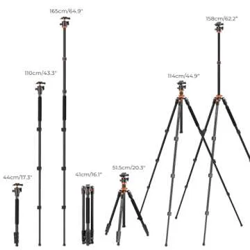 K&F Concept 62 inch DSLR Camera Tripod with Monopod + Aluminum Alloy Quick Release Plate for Camera and Cellphone Tripods K254A1+BH-28L 2-in-1 Quick Release Plate Kits (SA254M1)