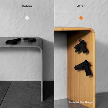 Hold Up Displays 90 Degree in Barrel Pistol Hanger Display, Handgun Wall Mount Concealed Storage for...