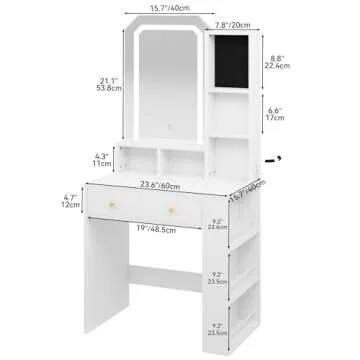 YITAHOME Makeup Vanity Desk with Adjustable Lights and Storage