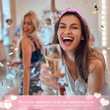 DUOJINSANXI Valentine's Day Headband for Women, Top Knotted Headband for Women, Rhinestone Headband, Metal Love Heart Headband, Valentines Hair Accessories for Girls Valentines Party Costume (Pink)