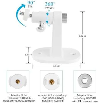wochel Adjustable Baby Monitor Mount for HelloBaby HB65/HB40/HB6550/HB66/HB6339/HB6550 Pro, ANMEATE SM935E, Universal Baby Monitor Wall Mount with Perfect View and Easy to Install