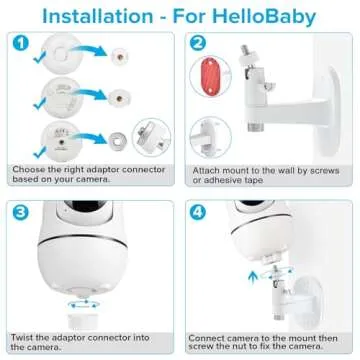 wochel Adjustable Baby Monitor Mount for HelloBaby HB65/HB40/HB6550/HB66/HB6339/HB6550 Pro, ANMEATE SM935E, Universal Baby Monitor Wall Mount with Perfect View and Easy to Install