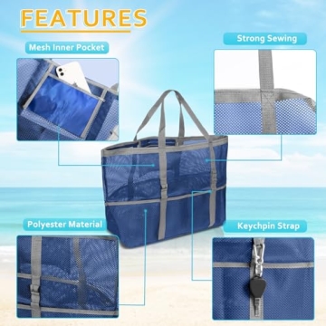 SRISE Large Mesh Beach Bag - Perfect for Family Adventures