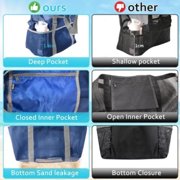 SRISE Large Mesh Beach Bag - Perfect for Family Adventures