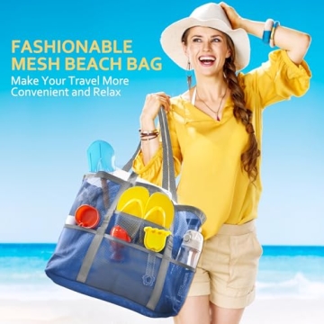 SRISE Large Mesh Beach Bag - Perfect for Family Adventures