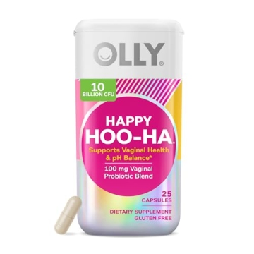 OLLY Happy Hoo-Ha Capsules, Probiotic for Women, Vaginal Health and pH Balance, 10 Billion CFU, Glut...
