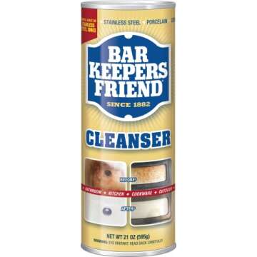 Bar Keepers Friend Powder Cleanser 21 oz - Multipurpose Cleaner & Stain Remover - Bathroom, Kitchen & Outdoor Use - for Stainless Steel, Aluminum, Brass, Ceramic, Porcelain, Bronze and More (2)