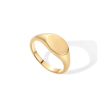 PAVOI 14K Gold Plated Pinky Signet Ring - Eco-Friendly Style