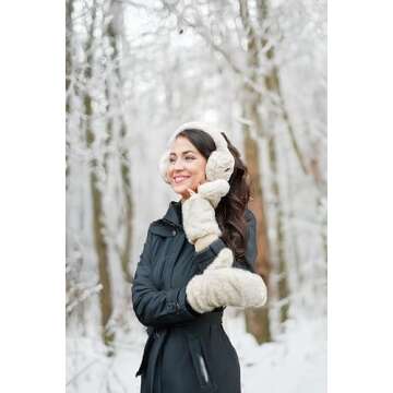 Funky Junque Women's Warm Faux Fur Mittens with Finger Flap, Convertible Fingerless Fuzzy Flip Glove...