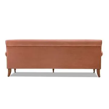 Alana Lawson Three-Cushion Tightback Sofa in Peach Velvet