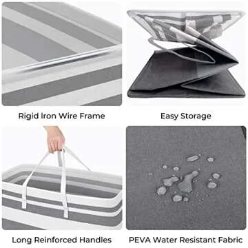 HomeHacks 3-Pack Large Laundry Basket, Waterproof, Freestanding Laundry Hamper, Collapsible Tall Clo...