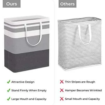 HomeHacks 3-Pack Large Laundry Basket, Waterproof, Freestanding Laundry Hamper, Collapsible Tall Clothes Hamper with Extended Handles for Clothes in The Dorm and Family-(Gradient Grey, 125L)
