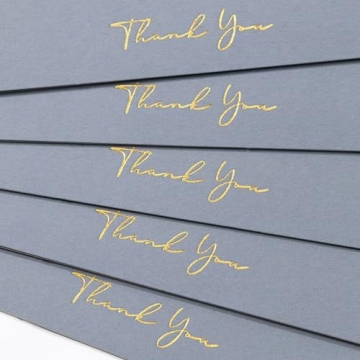 Crisky 50 Pack Elegant Dusty Blue Thank You Cards with Envelopes and Stickers for Weddings and Showe...